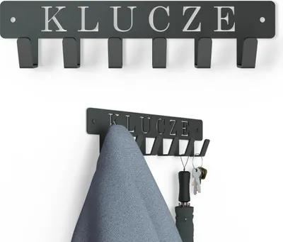 Obrázok produktu pre Nástenný vešiak na oblečenie kabáty kľúče kovový 9 háčikov Čierna