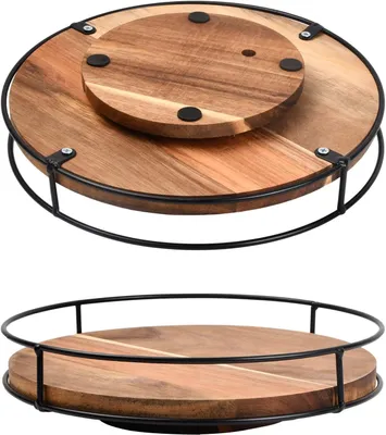 Produktbild von Rundes drehregal holz 26cm,Gewürzregale Rund Küchenregal Drehplatte,ehbarer schrank organizer für küche, bad und kosmetik