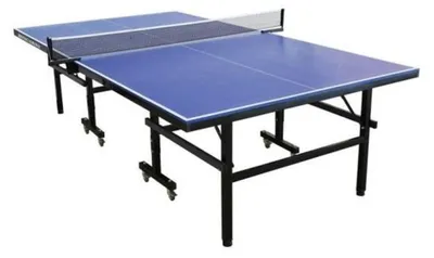 Image de Table de ping-pong pliante BONGARINI, pour une utilisation en extérieur, bleu/noir, surface en SMC, avec filet, 2 raquettes + 3 balles