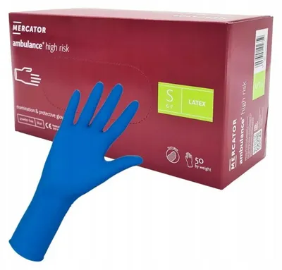 Produktbild von Einweghandschuhe Mercator Ambulance High Risk Latex blau Größe S 50 Stück Daten