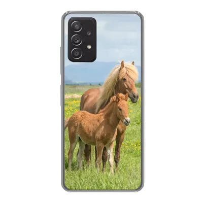 Produktbild von MuchoWow® Handyhülle Schutzhülle Hülle für Samsung Galaxy A33 5G Pferde - Fohlen - Gebirge Silikon Softcase Handy Hülle - Kartenhalter