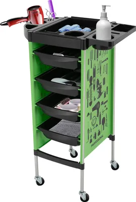 Image de chariot de coiffure à 5 niveaux sur roulettes Chariot de salon 38*88cm (vert)