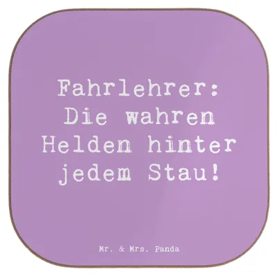Produktbild von Mr. & Mrs. Panda Untersetzer Glas Spruch Fahrlehrer Helden - Lavendeltraum - Geschenk, Berufsprodukte, kreative Geschenke, für Berufstätige, Verkehrsunterricht, Beruf
