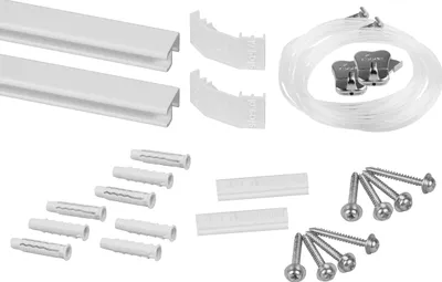 Image de STAS rail pour tableaux - systèmes d'accrochage pour tableaux / cadres photo / posters - rail pour galeries - Minirail + câble perlon 150 cm + crochet pour tableau Zipper