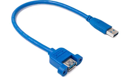 Produktbild von SYSTEM-S USB 3.0 Kabel 30 cm Typ A Stecker zu Buchse Schraube in Blau