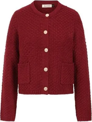Produktbild von Banned Retro Cardigan Damen Victoria Wool Mix Cardigan rot 4XL