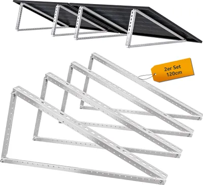 Produktbild von Balkonkraftwerk Halterung 120cm, 4 Stück, Geeignet für Flachdach/Garten/Wand, Solarpanel Halterung für 2 Module, 0% MwSt.