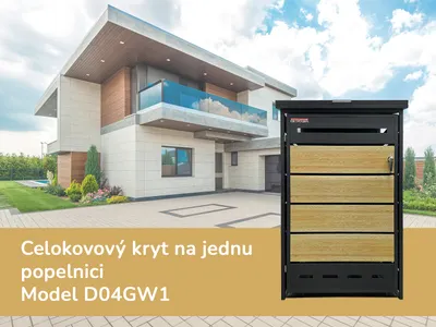 Obrázok produktu pre Prístrešok na odpadky D04GW1, celokovový kryt, moderný, antracit/hnedý