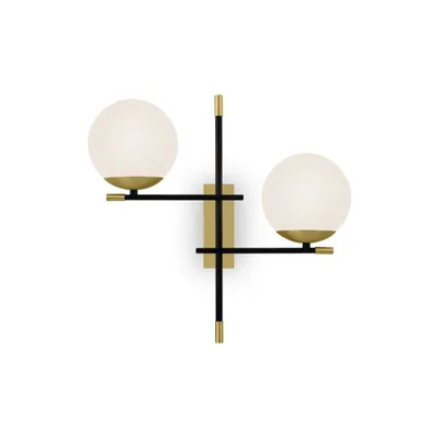 Immagine prodotto di Applique, vetro metallico, oro opaco, a 2 fiamme, L 44 cm