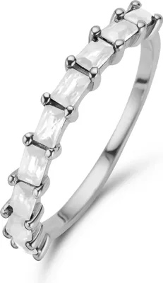 Produktbild von New Bling 9NB-1079-54 Zilveren Ring met Zirkonia - Maat 54 - 2 mm Breed - Baquette - Wit - Zilver