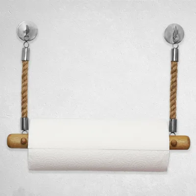 Produktbild von DEKAZIA® Küchenrollenhalter Holz Juteseil | 100%-fest durch Bohren und Schrauben | Küchenrollenhalter Holz | Wandrollenhalter Küche | Küchenpapierhalt