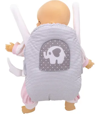 Immagine prodotto di Marsupio BOBO per bambole - Marsupio con spallacci e appliqué - strisce con elefante