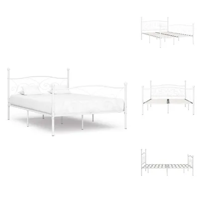 Produktbild von vidaXL Bettgestell mit Lattenrost Weiß Metall 120×200 cm -  Betten & Bettgestelle