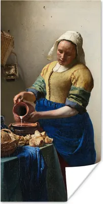 Produktbild von MuchoWow® Poster Das Milchmädchen - Johannes Vermeer 75x150 cm - Dekoration für die Wände