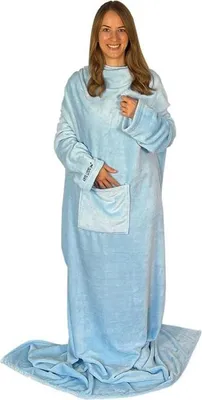 Produktbild von Arne Luend Kuscheldecke mit Ärmeln TV-Decke Wohndecke Ärmeldecke mit Tasche Blue / Skyblue
