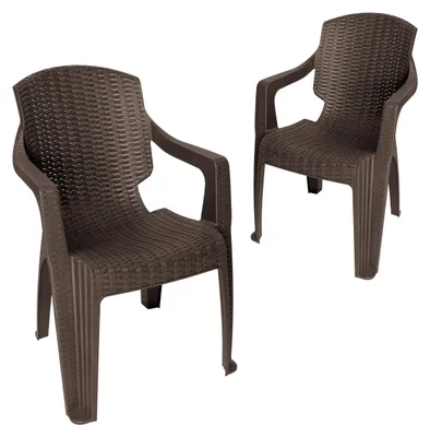 Produktbild von Garronda 2 Stk. Gartenstühle stapelbar Rattan-Optik GD-0254 Braun