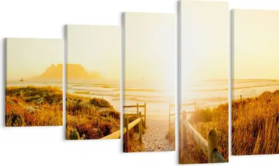 Produktbild von Bild auf Leinwand - Leinwandbild - Sonnenaufgang Welle Insel Meer - 100x60cm - Wand Bild - Wanddeko - Leinwanddruck - Bilder - Kunstdruck - Wanddekoration - Leinwand bilder - Wandkunst - EG100x60-3164
