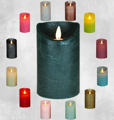 Produktbild von Anna's Collection Stumpfe Kerze - LED - antik grun - H10 cm - bewegliche Flamme - Kerze