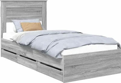 Obrázek produktu pro Rám postele vidaXL s čelem, barva sonoma, rozměry 75 x 190 cm, materiál: dřevo
