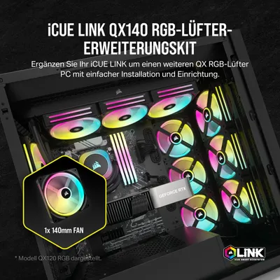 Image de Corsair CO-9051003-WW CORSAIR Lüfter 140*140*25 QX140 RGB LED Fan Single