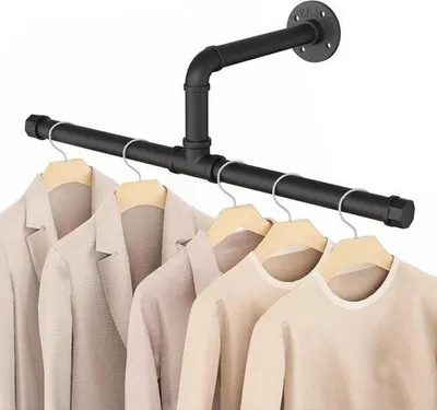 Produktbild von Rustikale Kleiderstange 51cm - Platzsparender Kleiderständer - Schwarz - 1 Stück