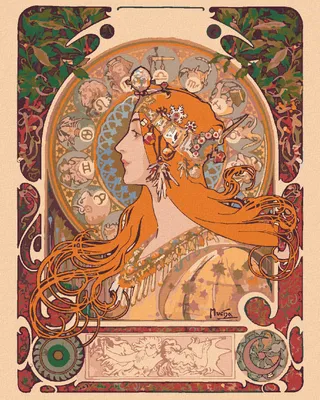 Produktbild von Zuty - Malen nach Zahlen - ZODIAC (ALPHONSE MUCHA), 40x50 cm, ohne Keilrahmen