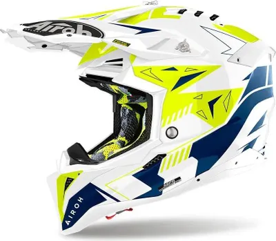 Produktbild von Motocross-Helm AIROH Aviator 3 Spin Weiß Gelb Blau Glänzend größe L