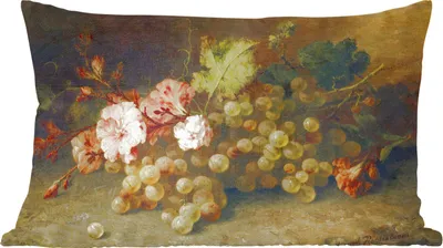 Produktbild von MuchoWow® Zierkissen Sofakissen Wohnzimmer Dekokissen 60x40 cm Obst - Stilleben mit Weintrauben - Alte Meister - Kopfkissen - Polster mit Foto