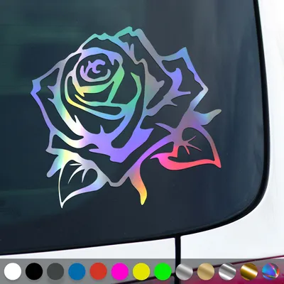 Produktbild von PantherPixel Rose Aufkleber Blumen Kletterrosen Pfingstrosen Sticker Auto Geschenkidee Farbe Oilslick-Hologramm