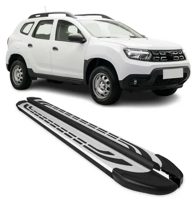 Image de Marchepieds Latéraux pour Dacia Duster II 2018-2023 en Aluminium Argent Noir 2x