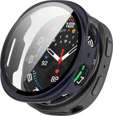 Obrázek produktu pro Pro Samsung Galaxy Watch 8 44mm Plastové ochranné pouzdro + 9H tvrdé sklo Blue