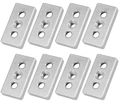 Alu-Endverbinder 30x60 (M10, M6) – 8 Stück, massiv, silber