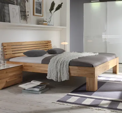 Produktbild von HASENA Wood Line Bett Premium 18 Kernbuche Füße Massa 20 Kopfteil Litto 140x200