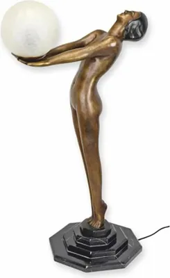 Produktbild von Casa Padrino Jugendstil Tischleuchte Frau Bronze / Schwarz / Weiß H. 72,5 cm