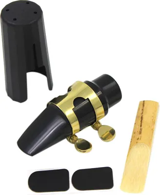 Produktbild von Sopran -Sachsen -Mundstck 7c, Plastikkappe Metallschnalle Bambuskissen Kunststoffmundstck mit Kappenschnalle -Pads fr Saxophon