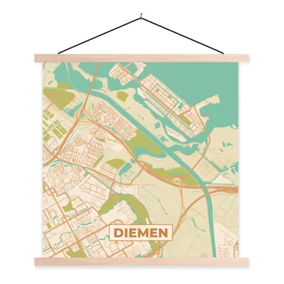 Obrázek produktu pro MuchoWow® Textilní plakát - Mapa - Diemen - Vintage - 90x90cm - S hnědými lamelami