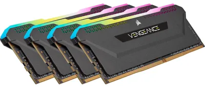 Produktbild von DIMM 32 GB DDR4-3200 (4x 8 GB) Quad-Kit (schwarz, CMH32GX4M4E3200C16, Vengeance RGB PRO SL, INTEL XMP)