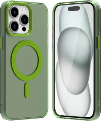 Produktbild von Handyhülle für iPhone 16 Pro, Hülle Kompatibel mit MagSafe, Schlank Durchscheinend Matt Stoßfest Schutzhülle Grün