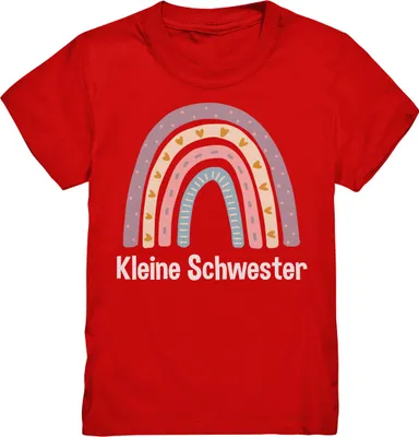 Produktbild von Kleine Schwester T-Shirt Regenbogen Kleine Schwester Geschenk – Red / 110/116 (5-6)