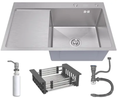 Produktbild von Einspülbecken mit Abtropffläche INOX 78x50R + Zubehör