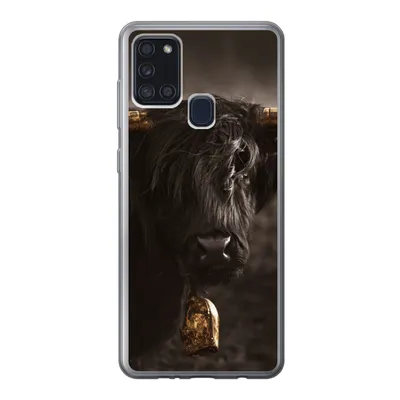 Produktbild von MuchoWow® Handyhülle Schutzhülle Hülle für Samsung Galaxy A21s Schottischer Highlander - Fell - Schwarz Silikon Softcase Handy Hülle - Hartschale