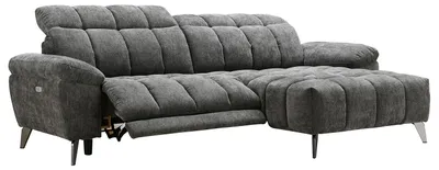 Produktbild von home24 Ecksofa mit Longchair - Grau - Chenille