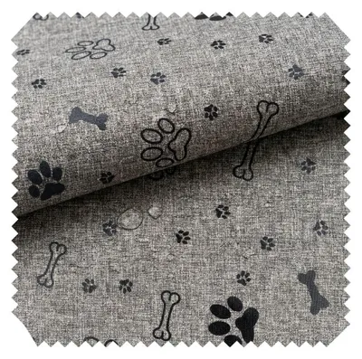 Produktbild von novely® OXFORD 330D - Knochen Pfoten Black Meliert - Outdoor-Polsterstoff mit Print - Wasserabweisender Möbelstoff - Pflegeleichte Meterware 1lfm