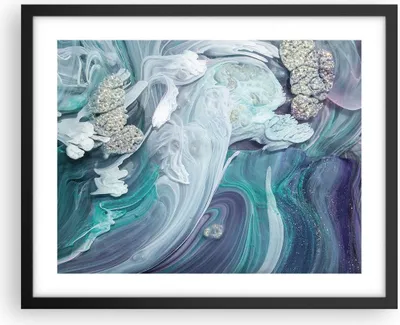 Produktbild von Gerahmtes Poster - Schwarzer Rahmen - Abstraktion dreidimensional blau - 50x40 cm - Wand Bild - Wanddeko - Wandbilder - Kunstposter - Wandposter - Bilderrahmen - Bilder - Kunstdruck - P2BAA50x40-4726
