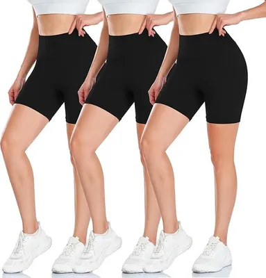 Produktbild von BLONGW 3er Set Damen Highwaisted Sport Shorts Schwarz S-M