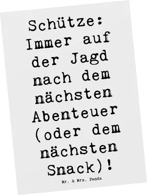 Produktbild von Mr. & Mrs. Panda Postkarte Spruch Abenteuer Schütze - Weiß - Geschenk, Neugierde, Postkarten, Horoskop, Optimismus, Tierkreiszeichen, Ansichtskarte, einzelkarte, Natur