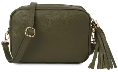 Image de Sac à bandoulière en cuir pour femme, avec franges, en cuir italien, à porter sur l'épaule