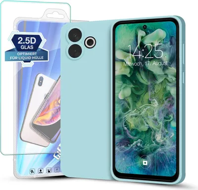 Produktbild von Hülle für Xiaomi Redmi 13 mit 9H Displayglas Displayschutz Plus Case Cover Bumper Silikon Softgrip Schutzhülle Farbe: Hellblau
