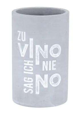 Produktbild von Flaschenkühler H21cm Beton Grau Weinkühler Spruch Zu Vino sag ich nie no Wein Sektkühler Tischdeko Candlelight Dinner