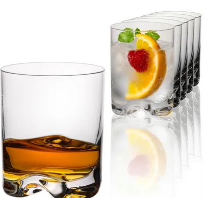 Produktbild von IMPERIAL glass Trinkgläser 6er Set 370ml - Wassergläser und Whiskeygläser aus bleifreiem Crystalline Glas, spülmaschinenfest, mit gewelltem Boden